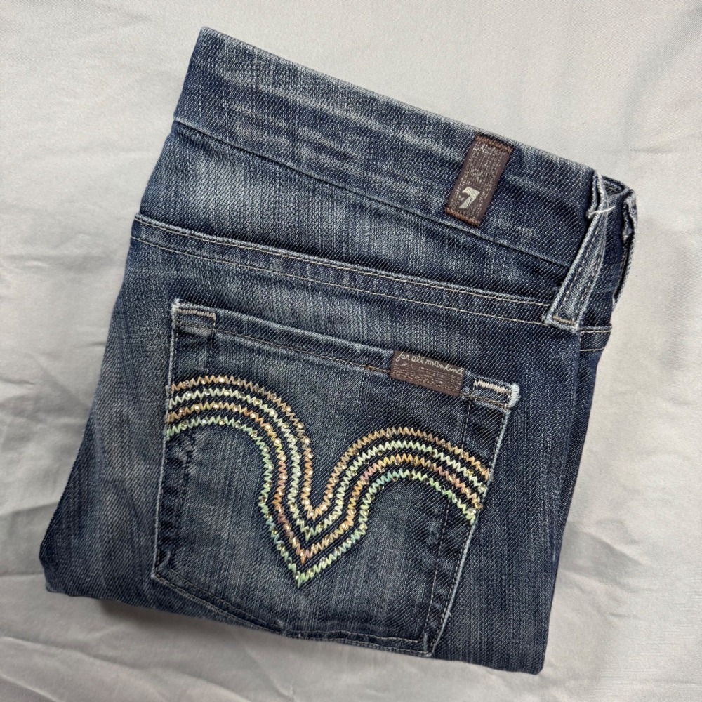 7 For All Mankind Kate Straight Leg Jeans Womens 27 Dark Wash Blue Made in USA